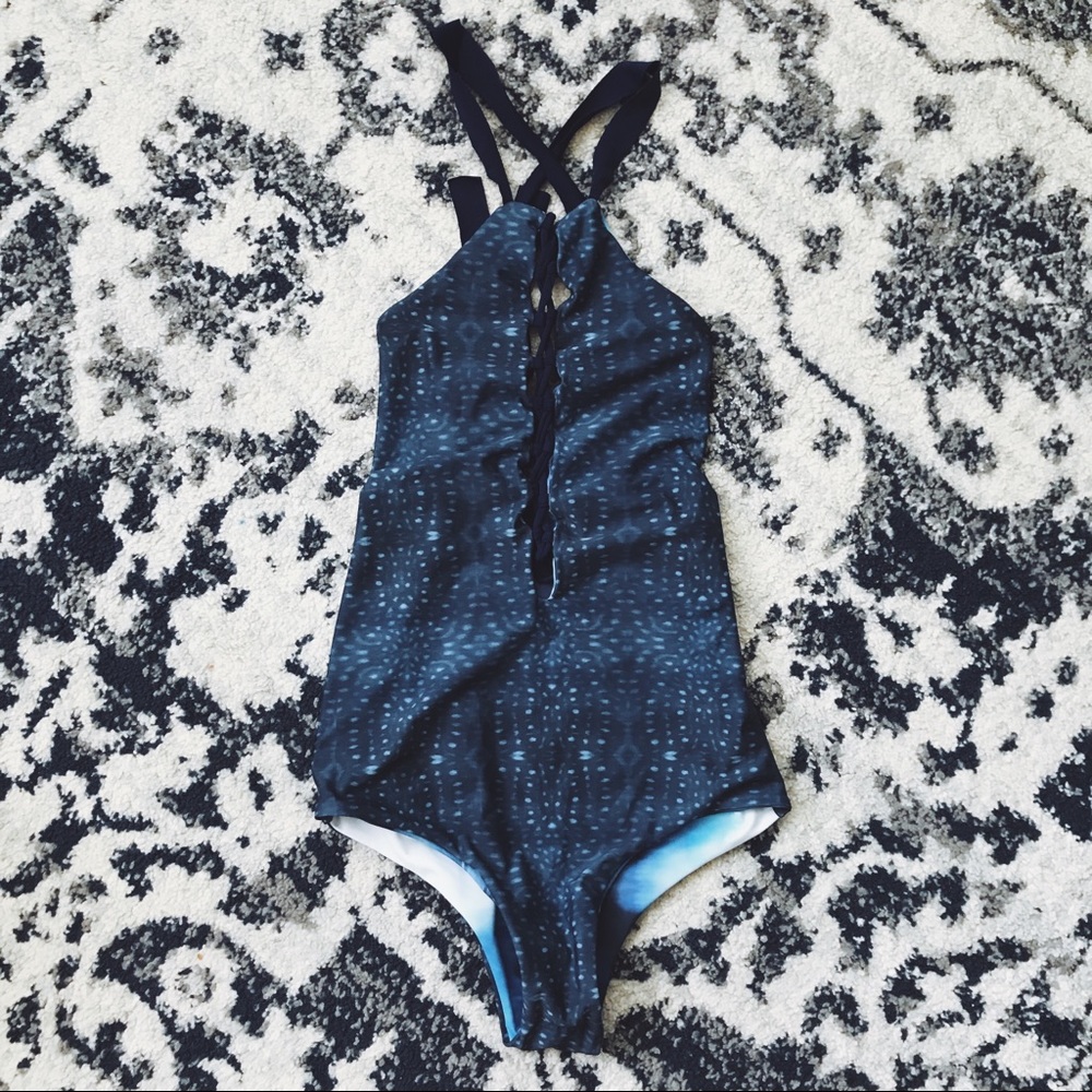 Halter full-piece swimsuit